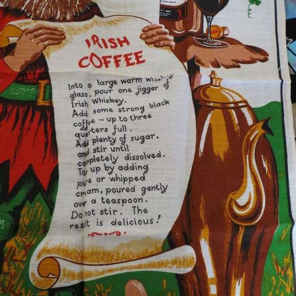 Vintage Irish Coffee recipe linen tapestry - Picture 6 of 6